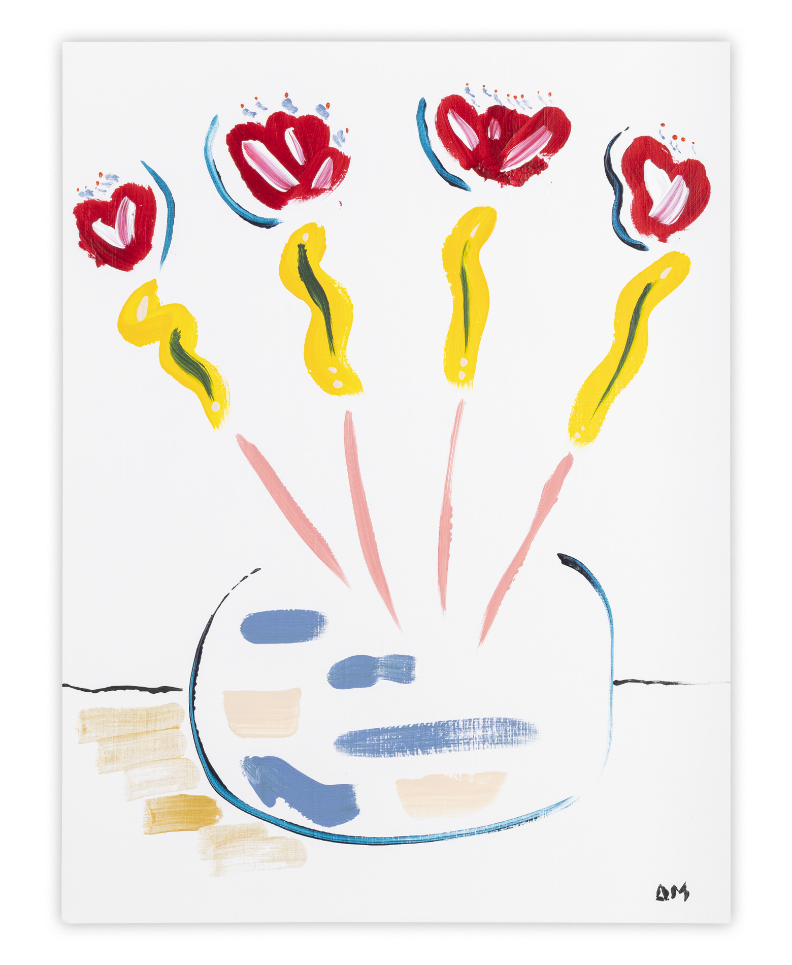 Study 5: Vase with Red Blooms and Yellow Stems